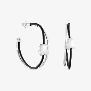 Kolczyki Koła Miś Ze Srebra I Kauczuku 45 Mm Bold Motif - Tous Rozmiar