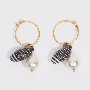 Kolczyki koła muszelka i perła złote BIMBA Y LOLA