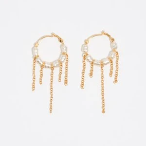 Kolczyki koła perły i łańcuszki złote BIMBA Y LOLA