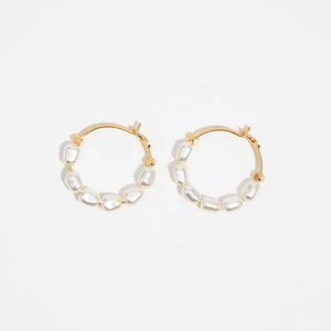 Kolczyki koła perły i łańcuszki złote BIMBA Y LOLA