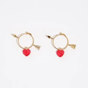 Kolczyki koła serce i strzała czerwone BIMBA Y LOLA