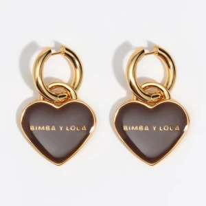 Kolczyki koła serce logo brązowe BIMBA Y LOLA