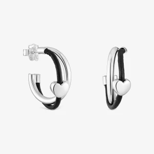 Kolczyki Koła Serce Ze Srebra I Kauczuku 24 Mm Bold Motif - Tous Rozmiar