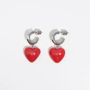 Kolczyki koła srebrne i czerwone serce BIMBA Y LOLA