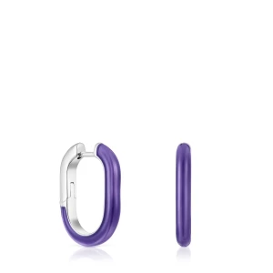 Kolczyki Koła Ze Srebra I Liliowej Emalii Line - Tous