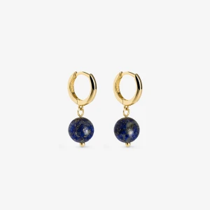 Kolczyki kółka z lapis lazuli 1, 2 cm; srebrne pozłacane Ania Kruk GRANATOWY