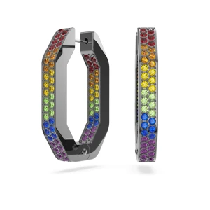 Kolczyki kreole Dextera, Kształt ośmiokątny, Różnokolorowe, Powłoka z rutenu Swarovski