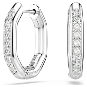 Kolczyki kreole Dextera, Kształt ośmiokątny, Szlif okrągły, Białe, Powłoka z rodu Swarovski