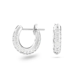 Kolczyki kreole Dextera, Oprawa brukowa, Małe, Białe, Powłoka z rodu Swarovski