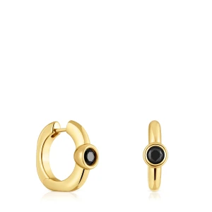 Kolczyki Kreolki 18 Mm Ze Srebra Powlekanego 18-Karatowym Złotem Z Czarnym Spinelem Tous Line. - Tous Rozmiar