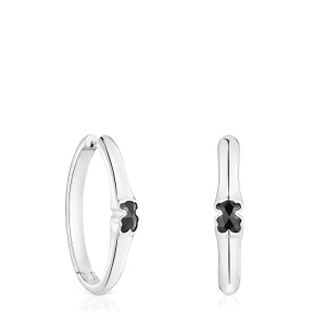 Kolczyki Kreolki 38 Mm Ze Srebra Z Motywem Misia Z Onyksu Tous Icon Color - Tous Rozmiar