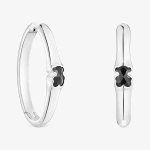 Kolczyki Kreolki 38 Mm Ze Srebra Z Motywem Misia Z Onyksu Tous Icon Color - Tous Rozmiar