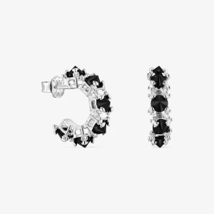 Kolczyki Kreolki Colour Pills Ze Srebra Z Onyksem - Tous Rozmiar