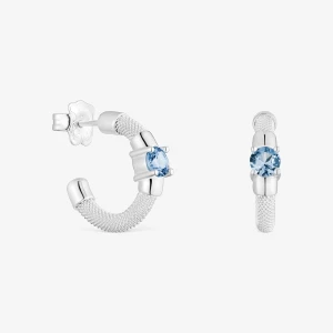 Kolczyki Kreolki Ze Srebra I Laboratoryjnie Hodowanego Spinelu Tous Mesh Lgg - Tous