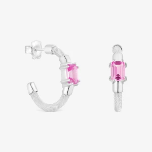 Kolczyki Kreolki Ze Srebra I Laboratoryjnie Hodowanego Szafiru Tous Mesh Lgg - Tous