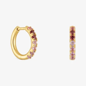 Kolczyki Kreolki Ze Srebra Powlekanego 18-Karatowym Złotem Z Kamieniami Szlachetnymi Tous Straight - Tous Rozmiar