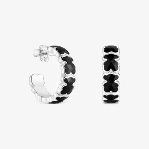Kolczyki Kreolki Ze Srebra Z Misiami Z Onyksu Tous Icon Color - Tous Rozmiar