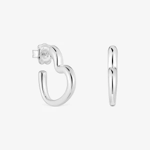 Kolczyki Kreolki Ze Srebra, Z Motywem Serca My Other Half - Tous Rozmiar