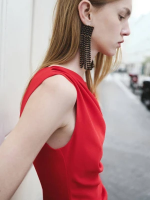 Kolczyki kryształkowe przywieszki burgund - Kobieta - Rozmiar uniwersalny - MANGO