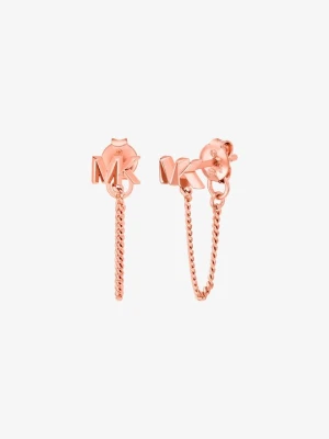 Kolczyki łańcuszkowe z logo ze srebra próby 925 pokrytego metalem szlachetnym Michael Kors ROSE GOLD (Różowozłoty)