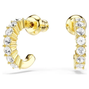 Kolczyki Mini Hoop, Szlif okrągły, Białe, Powłoka w odcieniu złota Swarovski