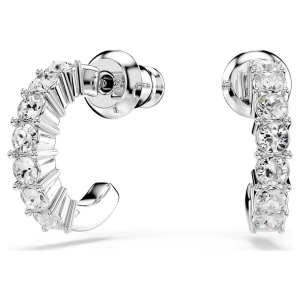 Kolczyki Mini Hoop, Szlif okrągły, Białe, Powłoka z rodu Swarovski