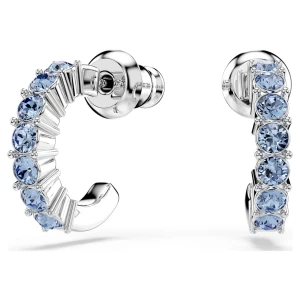 Kolczyki Mini Hoop, Szlif okrągły, Niebieskie, Powłoka z rodu Swarovski