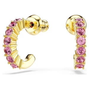 Kolczyki Mini Hoop, Szlif okrągły, Różowe, Powłoka w odcieniu złota Swarovski