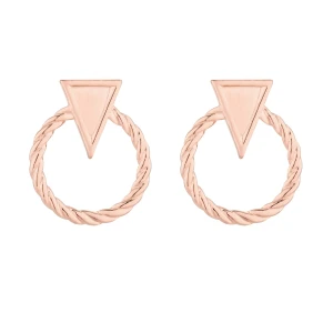 Kolczyki obręcze z trójkątem z różowego złota SOTHO