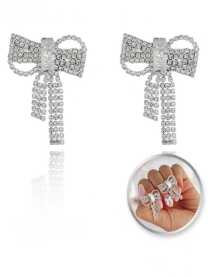 Kolczyki ozdobne cyrkonie KOKARDY - srebrne  magmac 