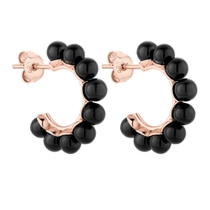 Kolczyki półkola z perłami Preciosa w kolorze Magic Black z różowego złota SOTHO