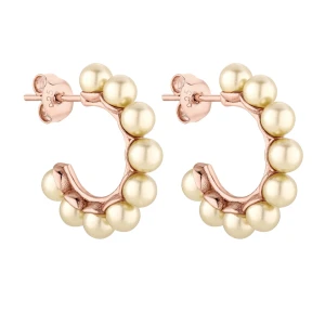 Zdjęcie produktu Kolczyki półkola z perłami Preciosa w kolorze Vanilla z różowego złota SOTHO