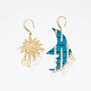 Kolczyki słońce i księżyc szczotkowane złoto BIMBA Y LOLA