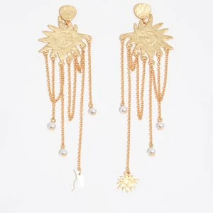 Kolczyki słońce łańcuszki szczotkowane złoto BIMBA Y LOLA