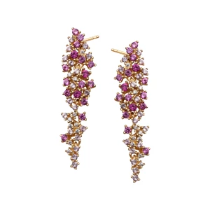 Kolczyki srebrne pozłacane z cyrkoniami - Bloom Bloom - Biżuteria YES