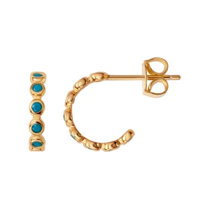 Kolczyki srebrne pozłacane z niebieskimi cyrkoniami - Mini Mini - Biżuteria YES