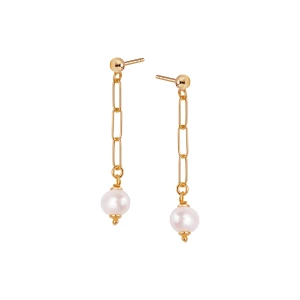 Kolczyki srebrne pozłacane z perłami - Pearls Pearls - Biżuteria YES