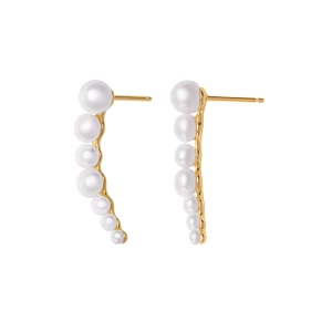 Kolczyki srebrne pozłacane z perłami - Pearls Pearls - Biżuteria YES