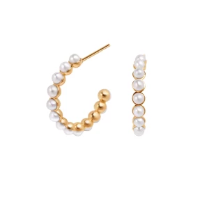 Kolczyki srebrne pozłacane z perłami - Promise Promise - Biżuteria YES