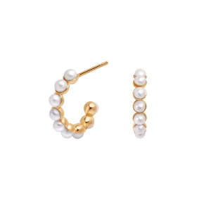 Kolczyki srebrne pozłacane z perłami - Promise Promise - Biżuteria YES
