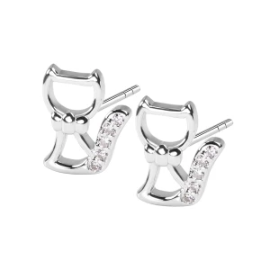 Kolczyki srebrne z cyrkoniami - koty - Mini Mini - Biżuteria YES
