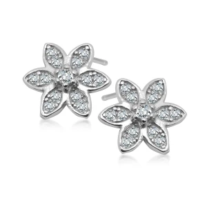 Kolczyki srebrne z cyrkoniami - kwiaty - Unique Unique - Biżuteria YES