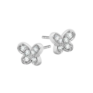 Kolczyki srebrne z cyrkoniami - motyle - Mini Mini - Biżuteria YES