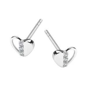Kolczyki srebrne z cyrkoniami - serca - Mini Mini - Biżuteria YES