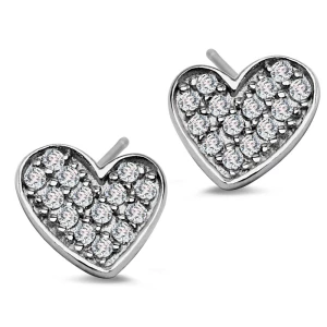 Kolczyki srebrne z cyrkoniami - serce - Unique Unique - Biżuteria YES