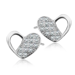 Kolczyki srebrne z cyrkoniami - serce - Unique Unique - Biżuteria YES