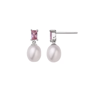 Kolczyki srebrne z perłami i cyrkoniami - Pearls of Sky Pearls of Sky - Biżuteria YES