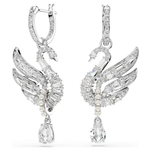 Kolczyki Swan, Łabędź, Białe, Powłoka z rodu Swarovski
