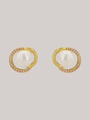 Kolczyki sztyfty w kolorze złotym z perłą Joop