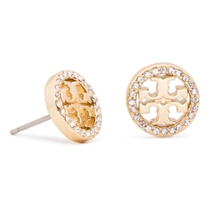 Kolczyki Tory Burch Crystal Logo Circle Stud Earring 53422 Złoty